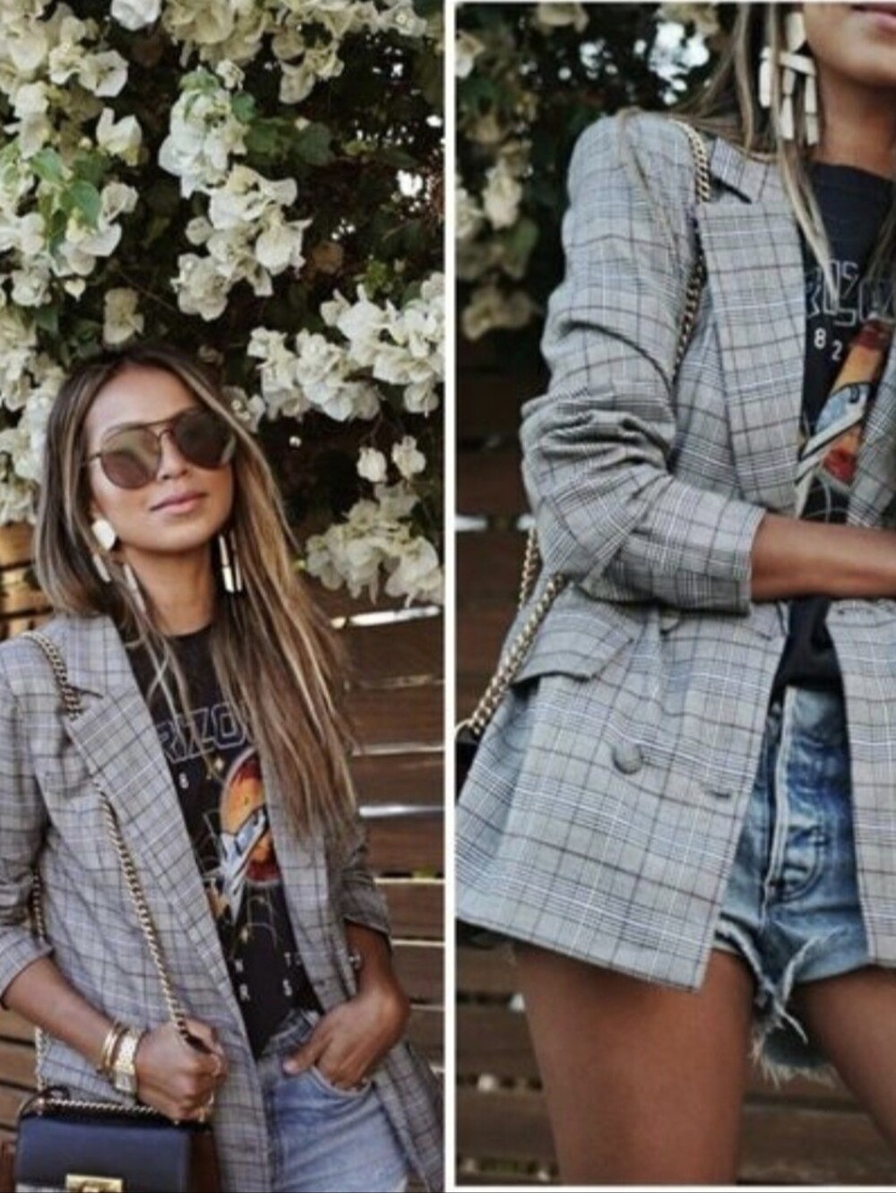 Majorelle Revolve Rhea Blazer Gray Plaid Jacket Size XS